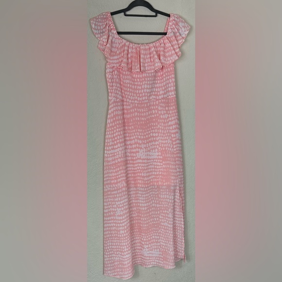 NWT BCGB Paris Women’s Maxi Dress Off The Shoulder Peach Size Medium - Picture 3 of 12